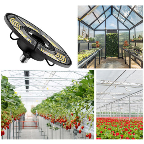 Lámpara para plantas – [Lámpara para plantas] – Espectro completo – 100–277 V E26 – ABS – Resistente al agua – Plegable – 24,5 cm