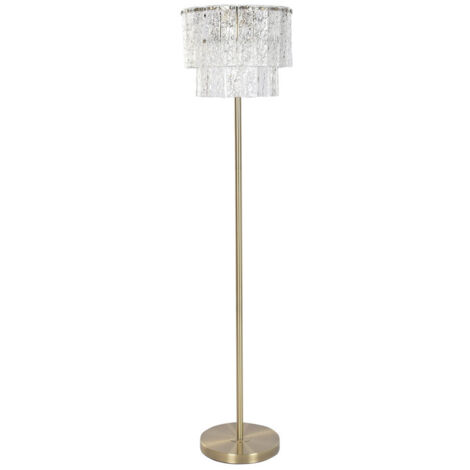 Lampara Pie Cristal Metal 38X38X160 Transparente