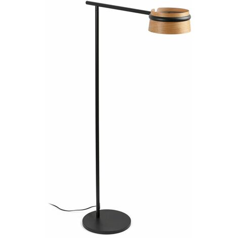 Lampara pie de salon Faro Barcelona LOOP 29569 negro/madera