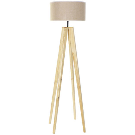 Lampara Pie Madera Poliester 40X40X148 Natural