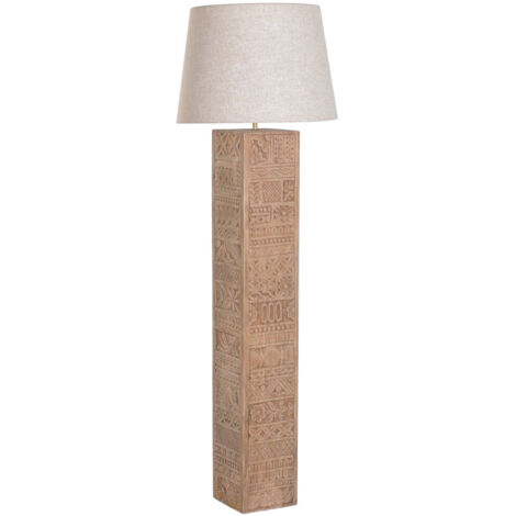 Lampara Pie Mango Lino 20X20X128 Tallado