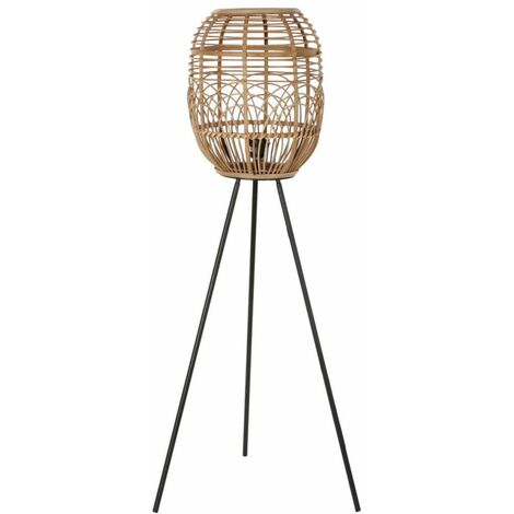 LAMPARA PIE RATAN METAL NATURAL 38X38X117