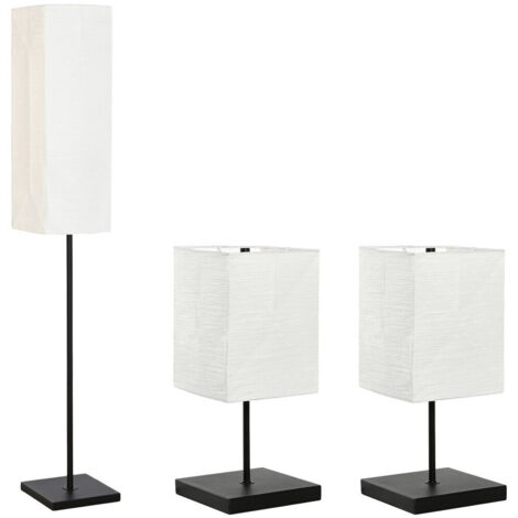 Lampara Pie Set 3 Metal 22X22X150 Con 2 Sobremesa