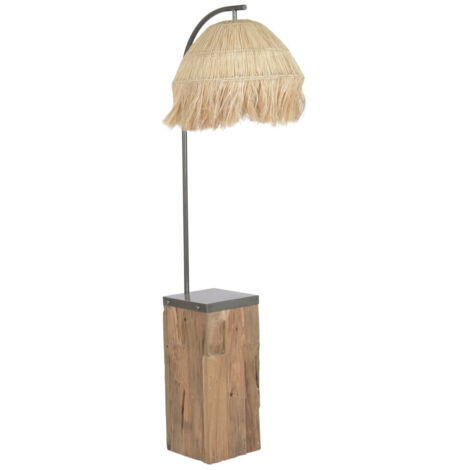 Lampara Pie Teca Hierro 57X55X160 Hecho A Mano