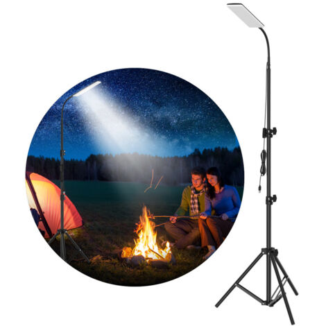 Lámpara portátil de camping, 1680 lúmenes, luz LED para barbacoa, luz de trabajo con trípode para camping, trípode telescópico metálico ajustable de 1,8 m, alimentación USB.