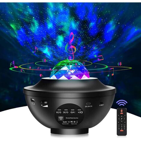 Lámpara proyector LED de estrella - Proyector de cielo estrellado con 21 modos, control remoto, temporizador, altavoz y Bluetooth, luz de techo decorativa para bebés, niños y adultos