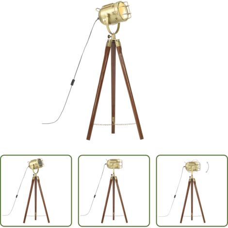Lámpara retro -  Lámpara de suelo con trípode madera maciza de mango 97 cm