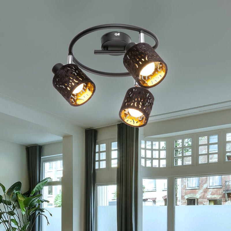 

Lámpara de techo Rondell lámpara de techo ajustable de terciopelo negro dorado en un juego que incluye bombillas LED