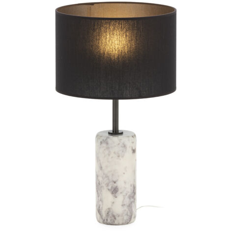 Lampara Sobremesa 10X10X40 Marmol Blanco/Laton Plomo