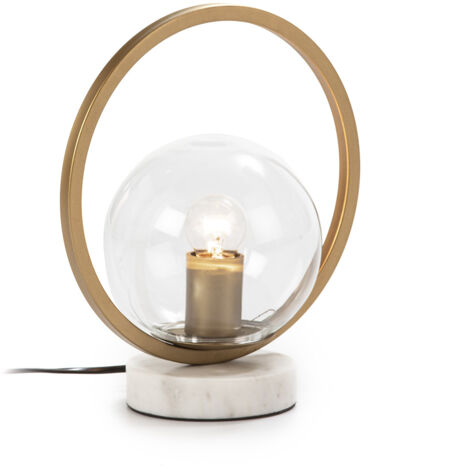 Lampara Sobremesa 25X15X29 Cristal/Marmol Blanco/Metal Dorado