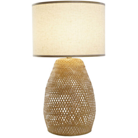 Lampara Sobremesa Bambu Poliester 40X40X71 Natural