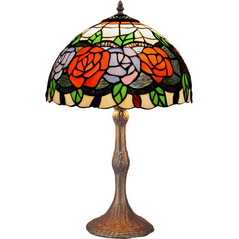 Lámpara Sobremesa base de foma con pantalla  Tiffany diámetro 30cm Serie Rosy 283660