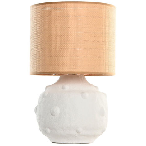 Lampara Sobremesa Ceramica Fibra 30X30X48 Blanco