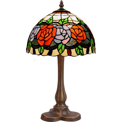 Lámpara Sobremesa con forma trébol y pantalla Tiffany diámetro 20cm Serie Rosy 283870