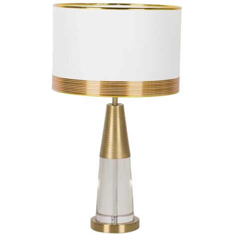 Lampara Sobremesa Cristal Metal 38X38X68 Cm
