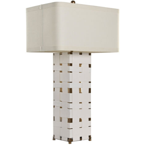 Lampara Sobremesa Cuero Lino 48X33X83 Trenzado