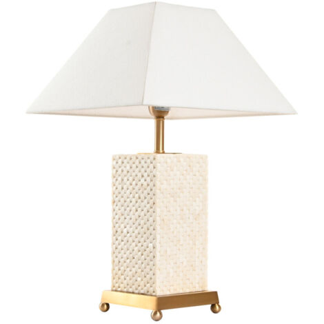 Lampara Sobremesa Laton Hueso 14X36X57 Dorado
