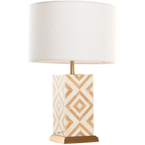 Lampara Sobremesa Laton Hueso 36X36X45 Dorado