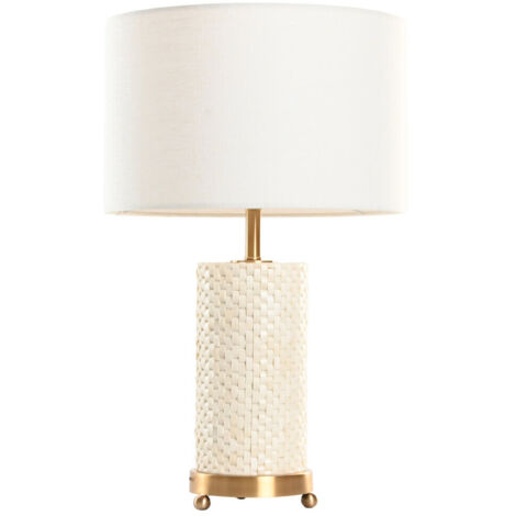 Lampara Sobremesa Laton Hueso 36X36X46 Blanco