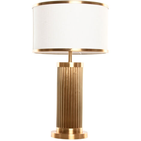 Lampara Sobremesa Laton Lino 36X36X62 Dorado