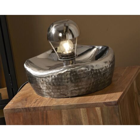 Lampara Sobremesa Levy Plata Vieja 24 Cms. 30Dx24 Cms