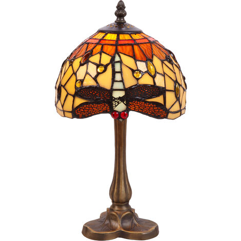 Lámpara Sobremesa manor base de foma  trébol Tiffany diámetro 20cm Serie Belle Amber 232870