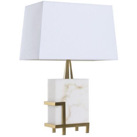 Lampara Sobremesa Marmol Metal 40X23X62 Blanco