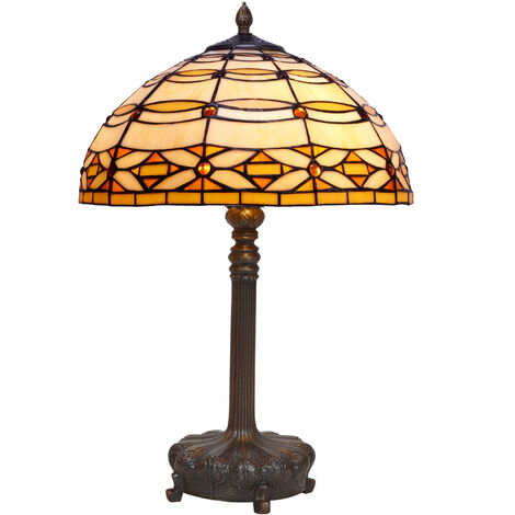Lámpara Sobremesa mayor base con soportes Tiffany diámetro 40cm Serie Marfíl 225327