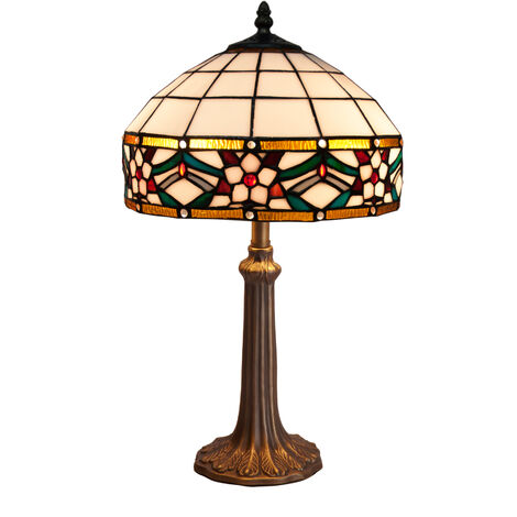 Lámpara Sobremesa mediano base de foma con pantalla Tiffany diámetro 30cm Serie Museum 286600P