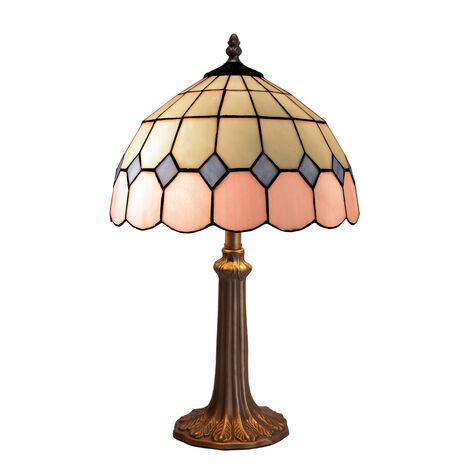 Lámpara Sobremesa mediano base de foma con pantalla Tiffany diámetro 30cm Serie Pink 281600P
