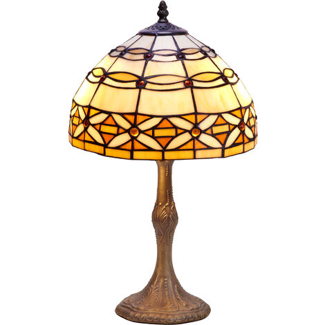 Lámpara Sobremesa mediano base de foma Tiffany diámetro 30cm Serie Marfíl 225660