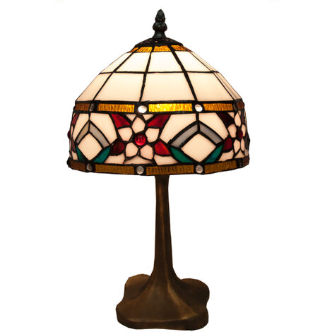 Lámpara Sobremesa menor base hierro de foma con pantalla Tiffany diámetro 20cm Serie Museum 286882B