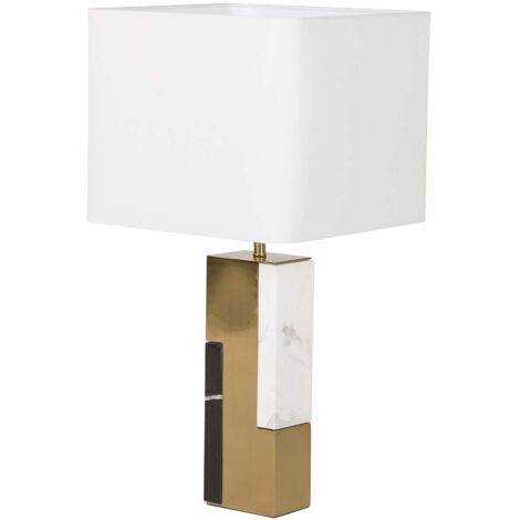 Lampara Sobremesa Metal Marmol 34X34X66 Cm