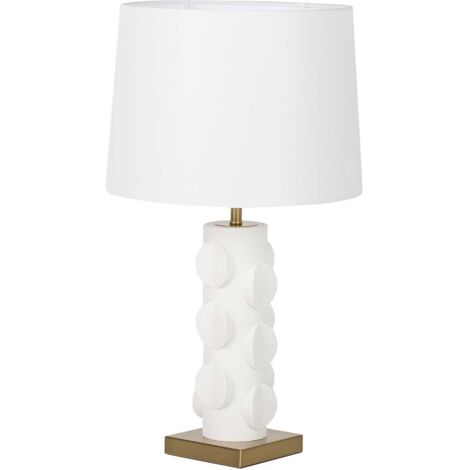 Lampara Sobremesa Metal Resina Blanco 36X36X60 Cm