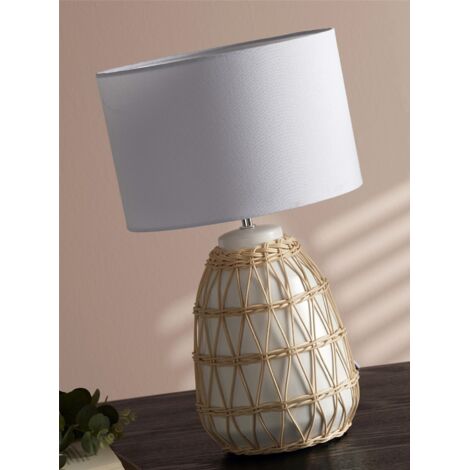 Lampara Sobremesa Natural Athit 46 Blanca Cms. 27Dx46 Cms