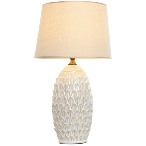Lampara Sobremesa Porcelana Algodon 36X36X65 Hojas