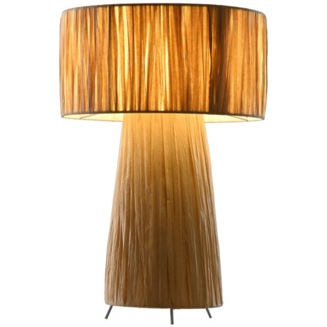 Lampara Sobremesa Rafia Metal 27X27X40 Natural