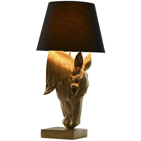 Lampara Sobremesa Resina 30X30X59 Caballo Dorado