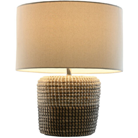 Lampara Sobremesa Seagrass Lino 38X38X47 Blanco