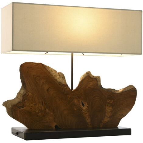 Lampara Sobremesa Teca Hierro 60X20X55