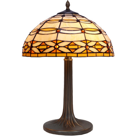 Lámpara Sobremesa Tiffany base árbol Serie Marfíl D-40cm 225300M