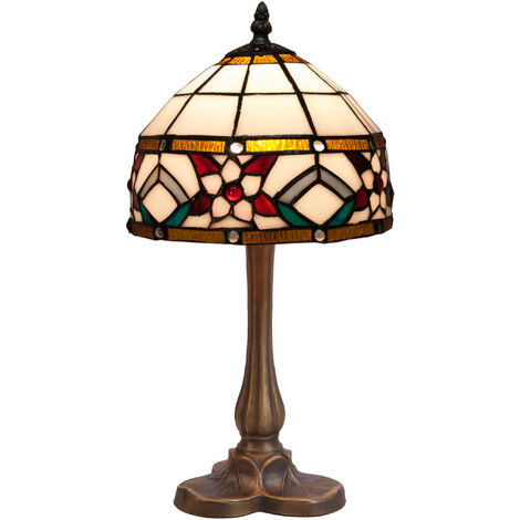 Lámpara Sobremesa Tiffany base trébol Serie Museum D-20cm 2786870