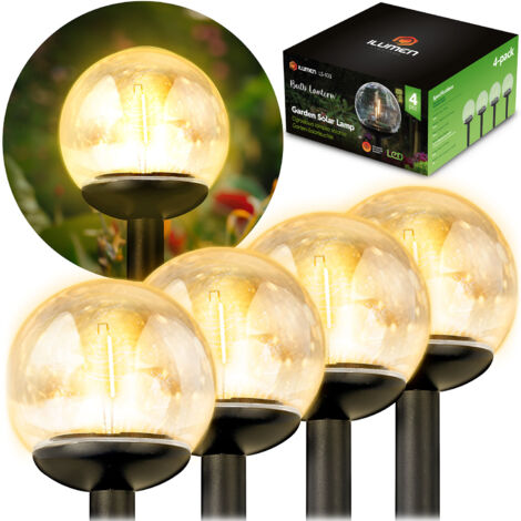 Lámpara solar, bola transparente, 4 uds. Ilumen LS-103