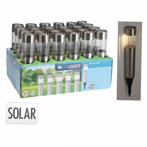 Lámpara Solar Cilíndrica de Acero Inoxidable - Progarden