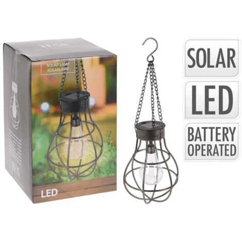 Lámpara solar con forma de bombilla metal con 10 LED ProGarden