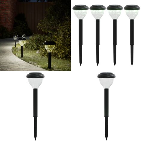 Lámpara solar de camino picos tierra 4 uds blanco calido y RGB - Luz solar para jardín - Luz solar para caminos