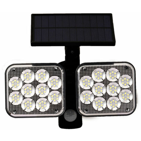 Lámpara solar de exterior, resistente al agua IP65 para cobertizo, garaje y jardín - Aplique de pared de doble cabezal 2108