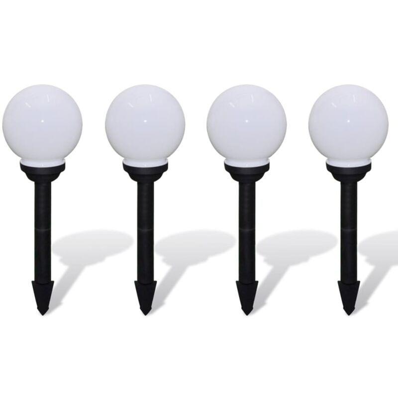 

vidaXL Lámpara solar de bola LED de jardín 15 cm pica de tierra 4 uds - Blanco