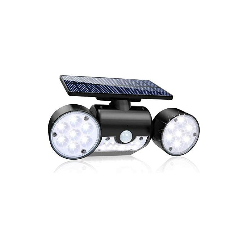 

Lámpara solar de Detector de movimiento a prueba de agua al aire libre IP65, Punto de pared solar de pared Iluminación de pared con 3 cabezas