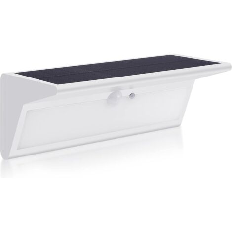 Lámpara solar exterior, 46 LED, 3000 mAh, lámpara solar exterior muy brillante con sensor de movimiento, 4 modos, aplique de pared impermeable para jardín (luz blanca cálida)